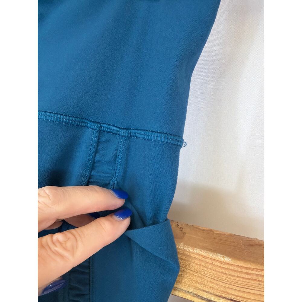Athleta Teal Blue Ruched Activewear Cropped Pants XS - Picture 2 of 4